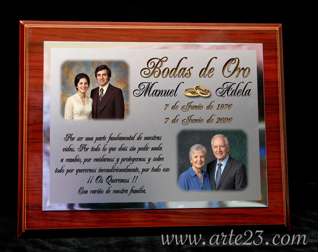 Placa Aniversario para Bodas de oro, Bodas de Plata, Bodas de Diamante