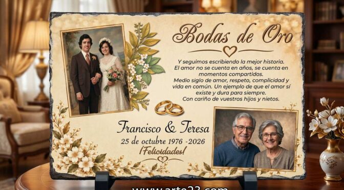 Pizarra para Aniversario de Bodas de Oro, Plata