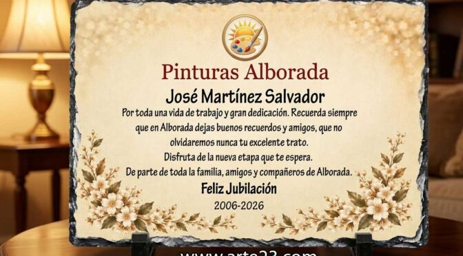 Pizarra conmemorativa personalizada para homenaje y jubilación